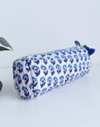 Block Print Quilted Round Make up Cosmetic Bag