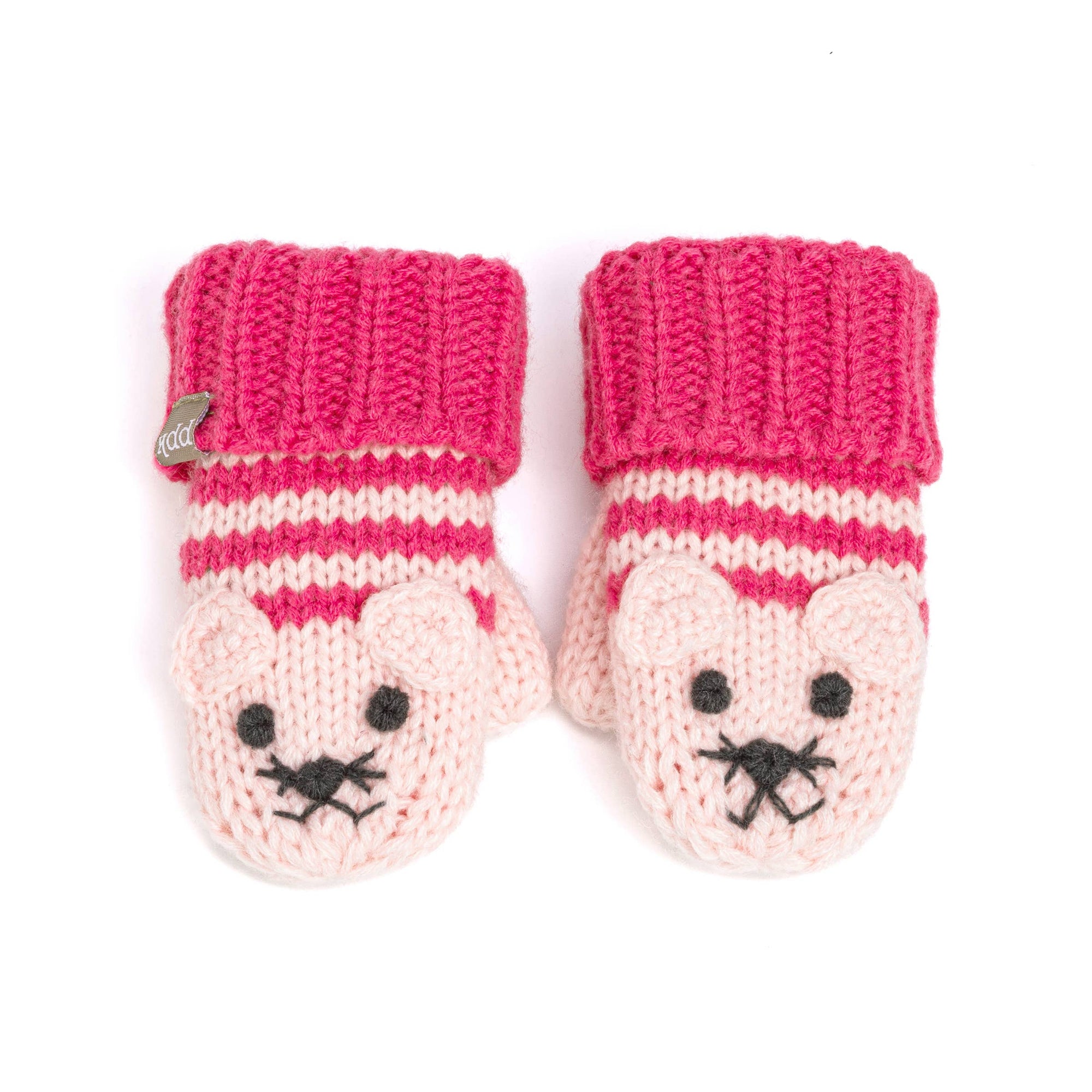 Pink Knit Stripe Cat Mittens