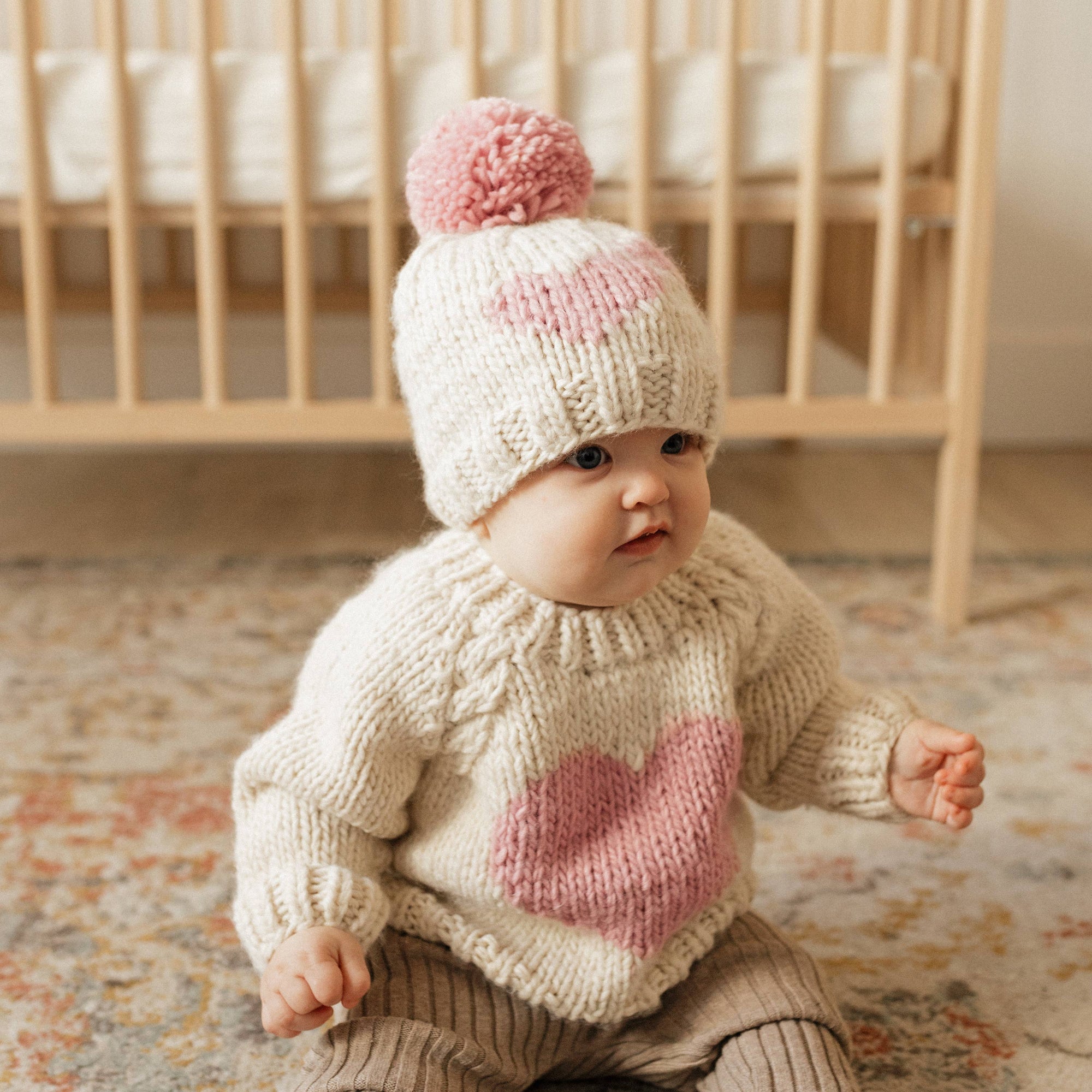 Sweetheart Crew Neck Knit Sweater
