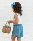 Organic Baby & Kids Callie Chambray Ruffle Waist Shorts