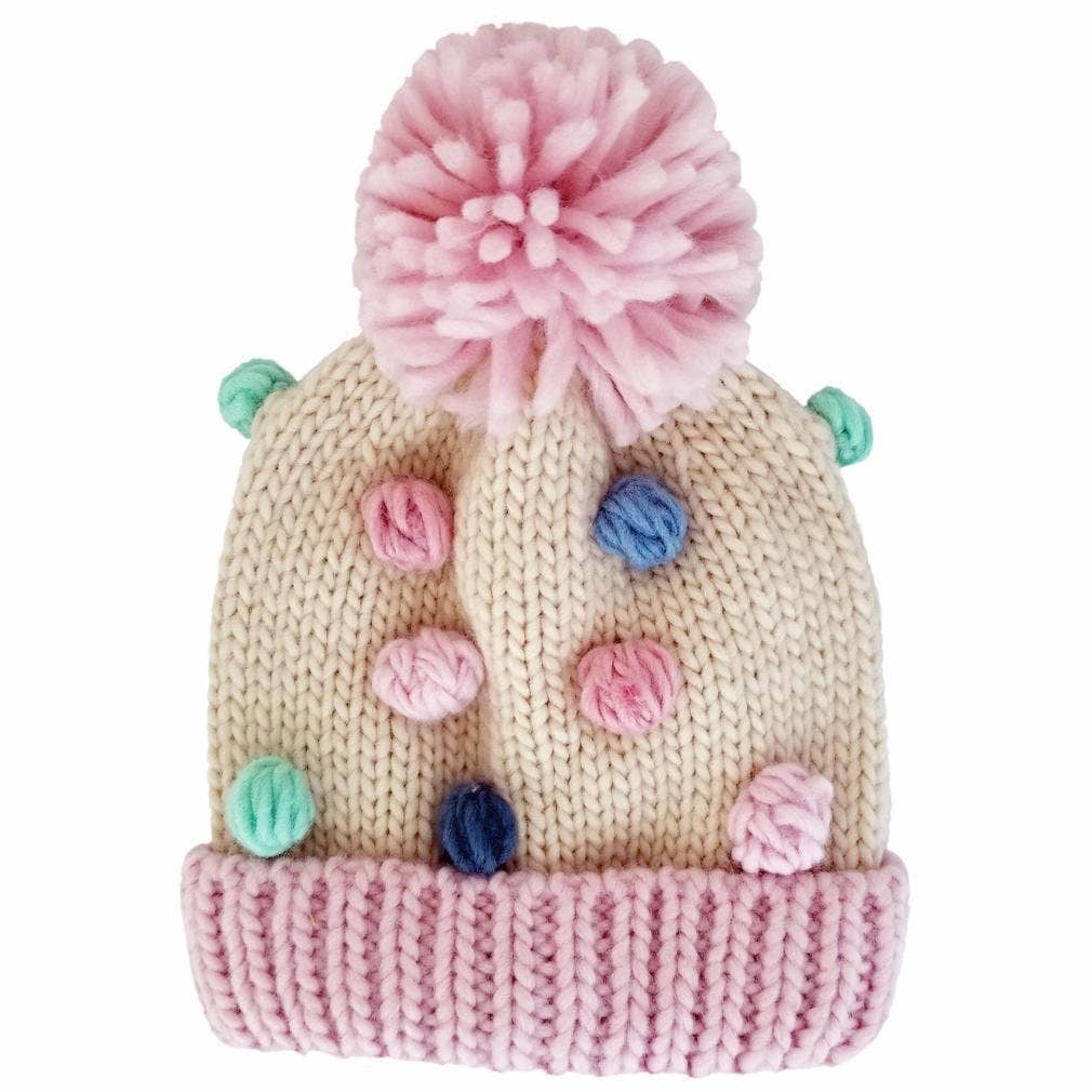 Pastel Popcorn Knitted Beanie Hat