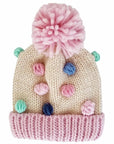 Pastel Popcorn Knitted Beanie Hat