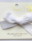 Velvet Hand Tied Infant Bow Headbands: Light Pink