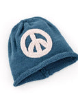 Handmade Knit Baby Beanie β Blue Peace Hat: 0-6 Months