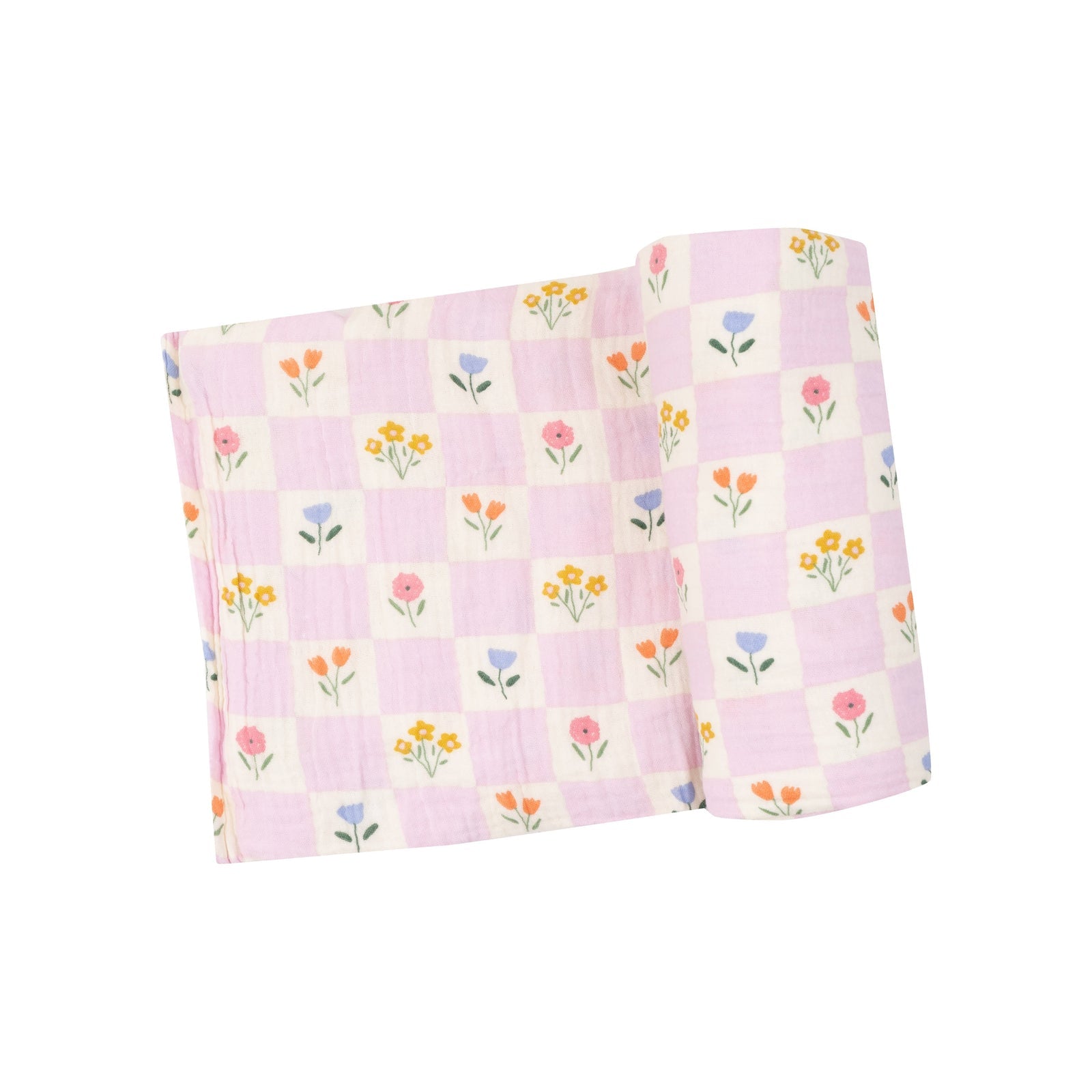 Floral Check Swaddle Blanket