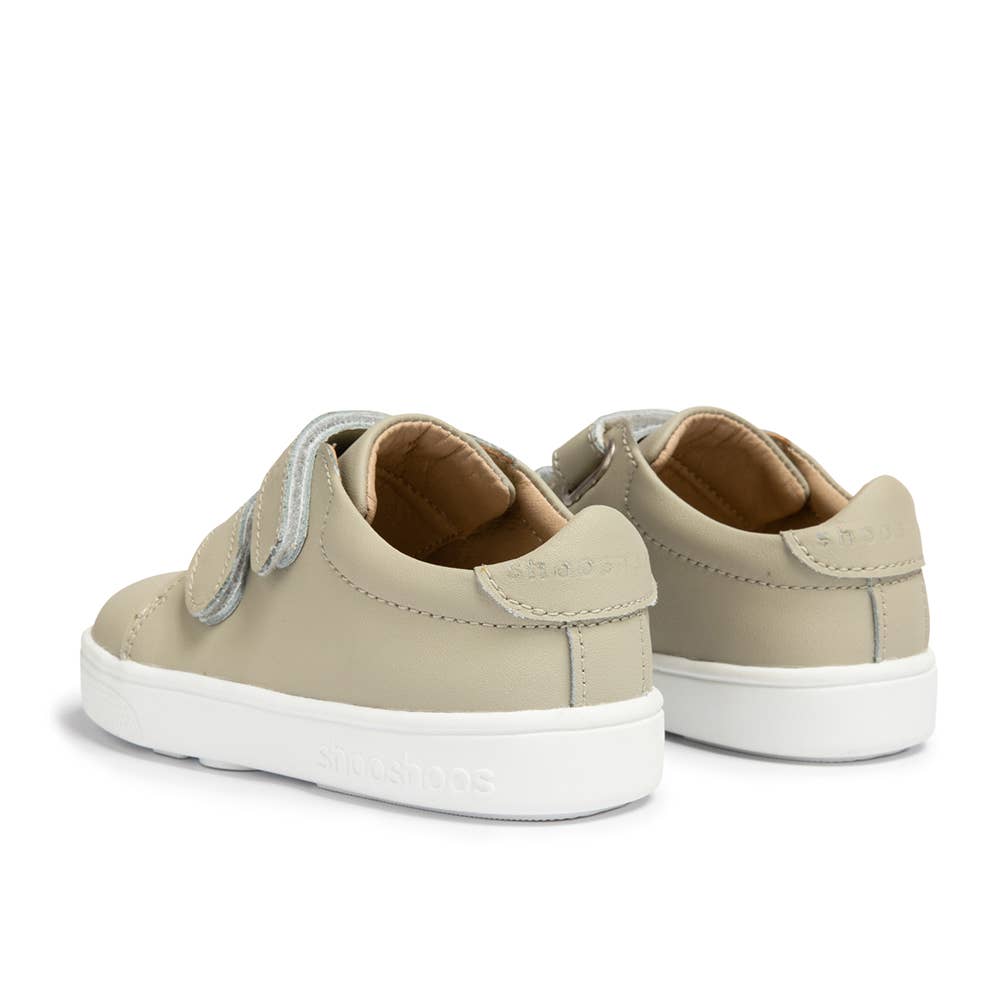 Leather Kids Velcro Sneakers - Gray