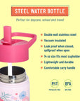 Pink Floral 14 oz Steel Water Bottle