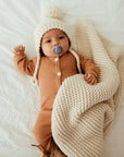 Natural Garter Stitch Knit Baby Blanket