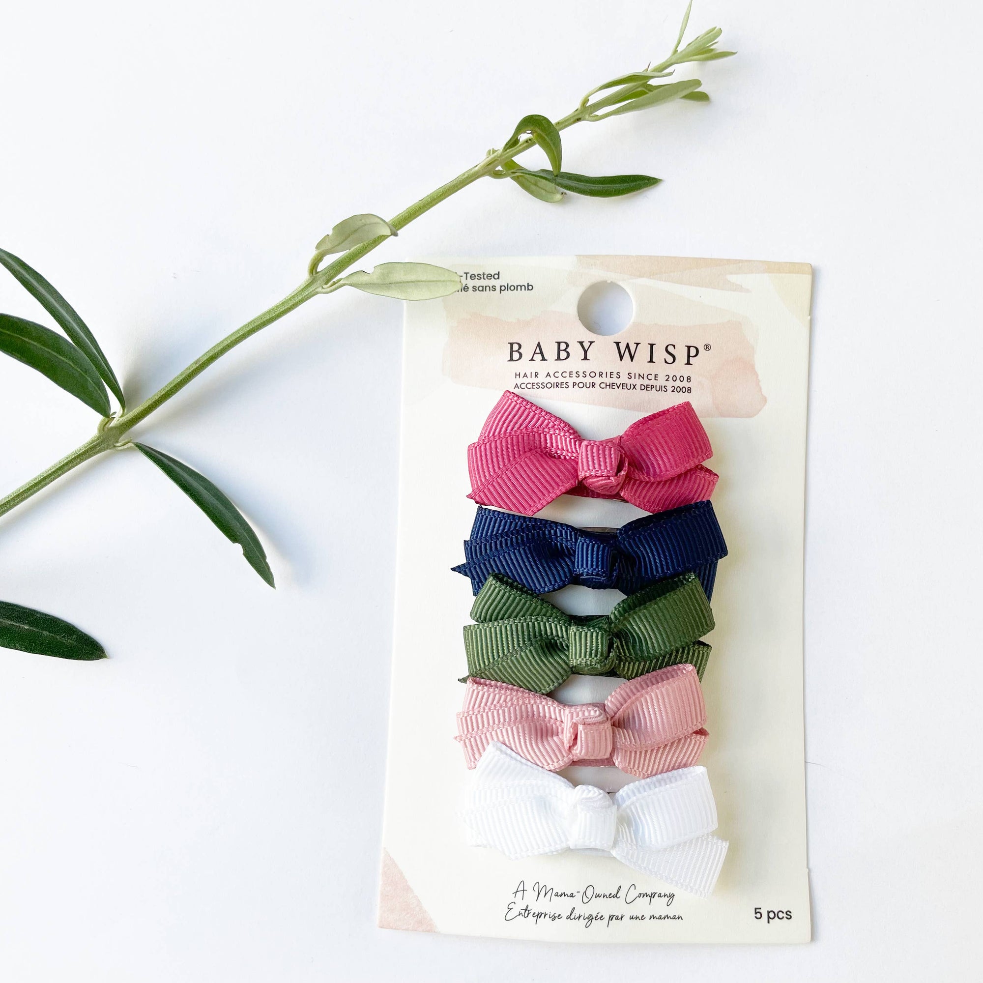 5 Chelsea Boutique Grosgrain Bows on Snap Clips - Juniper