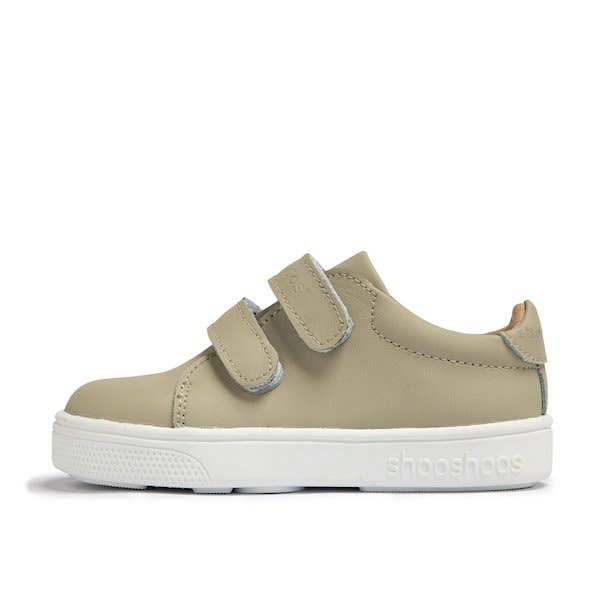 Leather Kids Velcro Sneakers - Gray