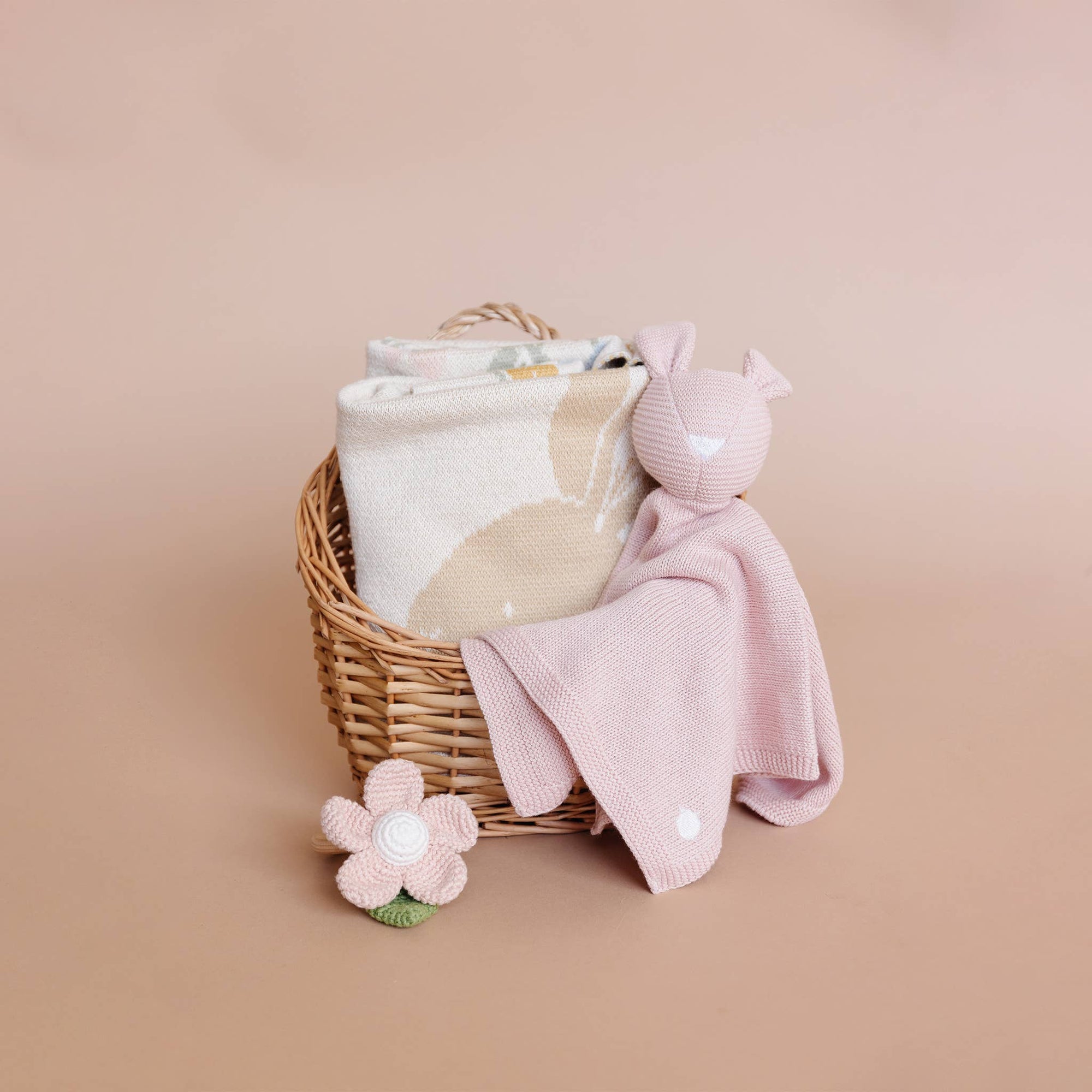 Teether Flower Pink Cotton Crochet Rattle Baby Toy Spring : In Stock