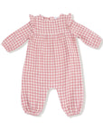 Angel Dear Rose Pink Plaid Ruffle Sleeve Romper