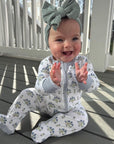 Posy Floral Block Block Print Zip Baby Onesie