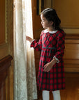 Organic Peter Pan Collar Ruffle Cuff Baby Dress London Plaid