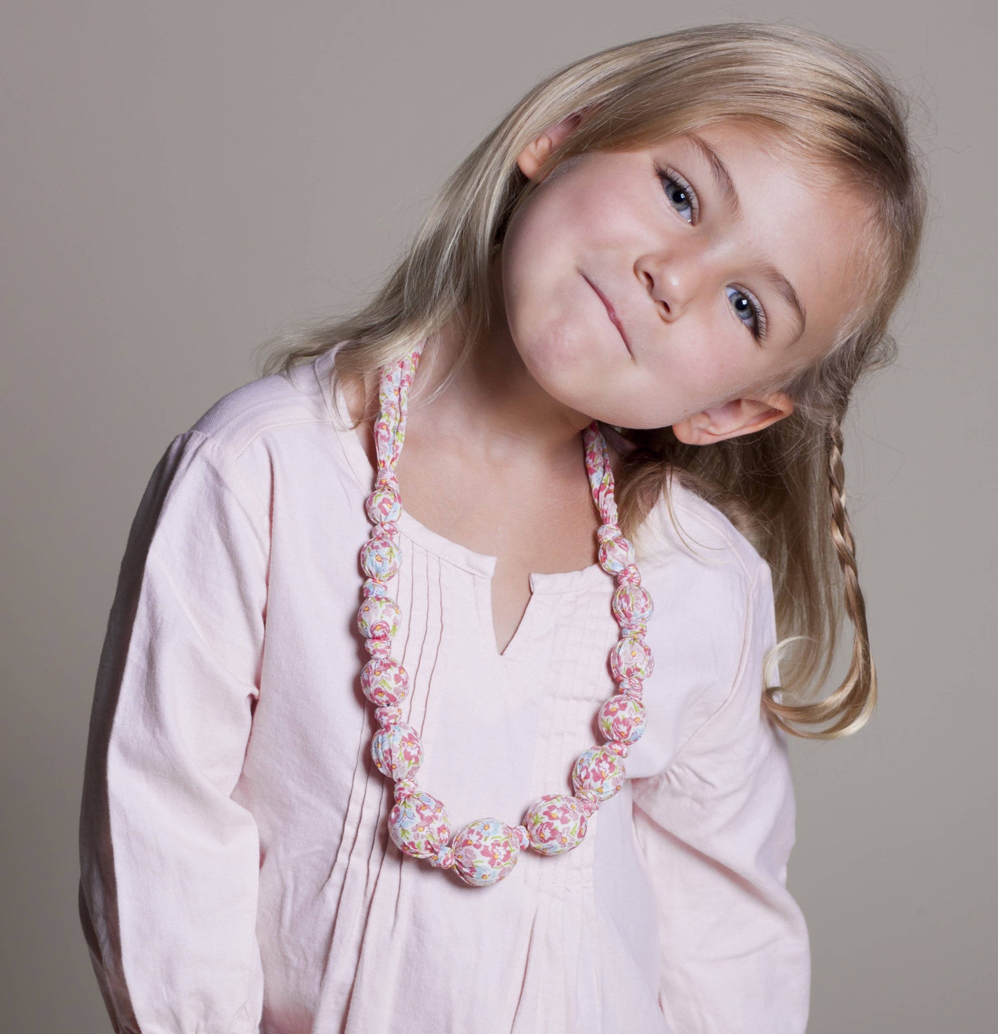 Girls Pastel Floral Fabric Necklace