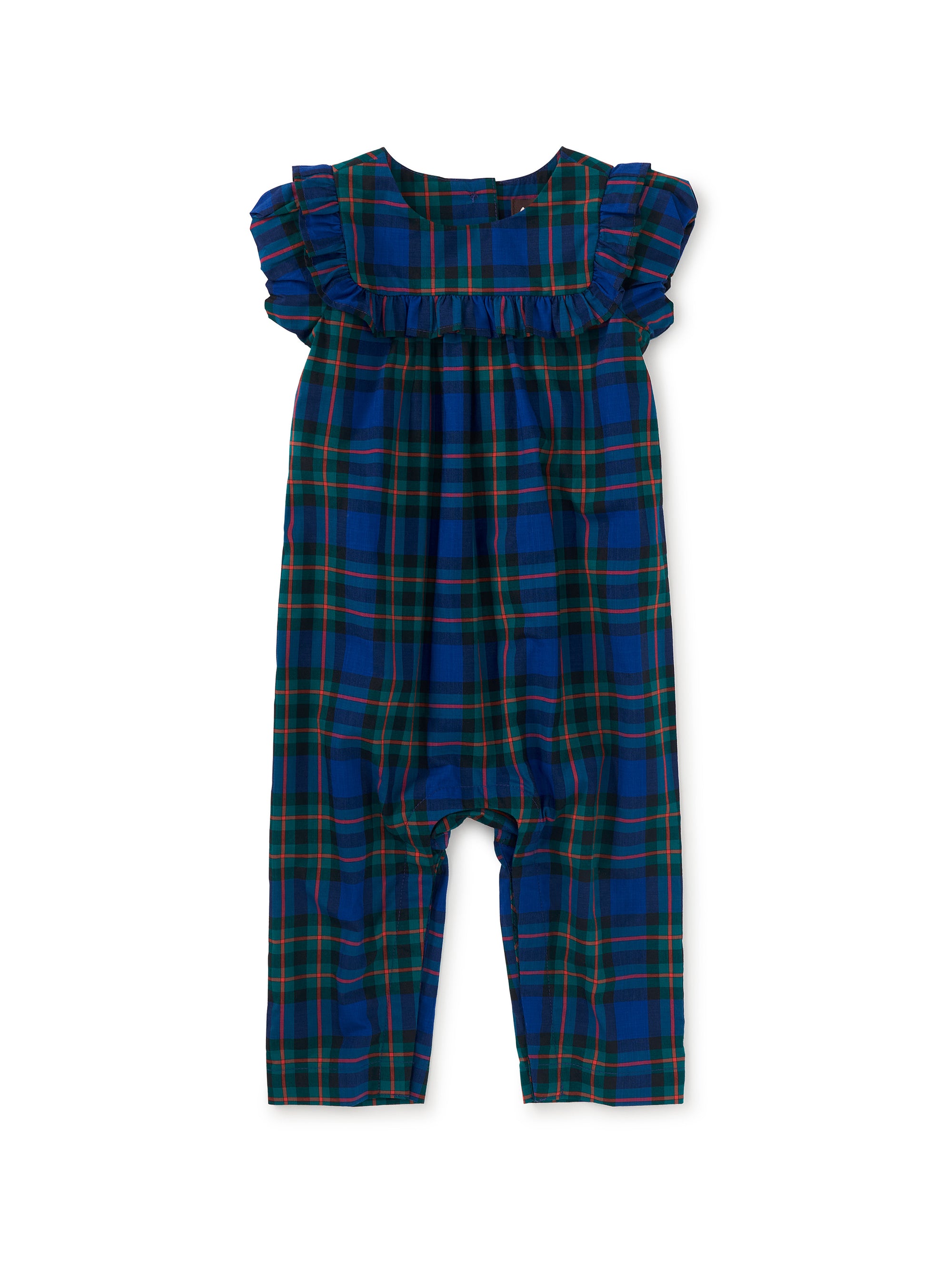 Tea Plaid Ruffle Baby Romper