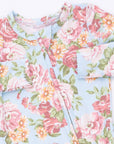 Angeline Floral - 2 Way Ruffle Back Zipper Footie