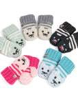 Knit Stripe Cat Mittens in Charcoal Gray
