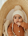 Natural Garter Stitch Knit Baby Bonnet