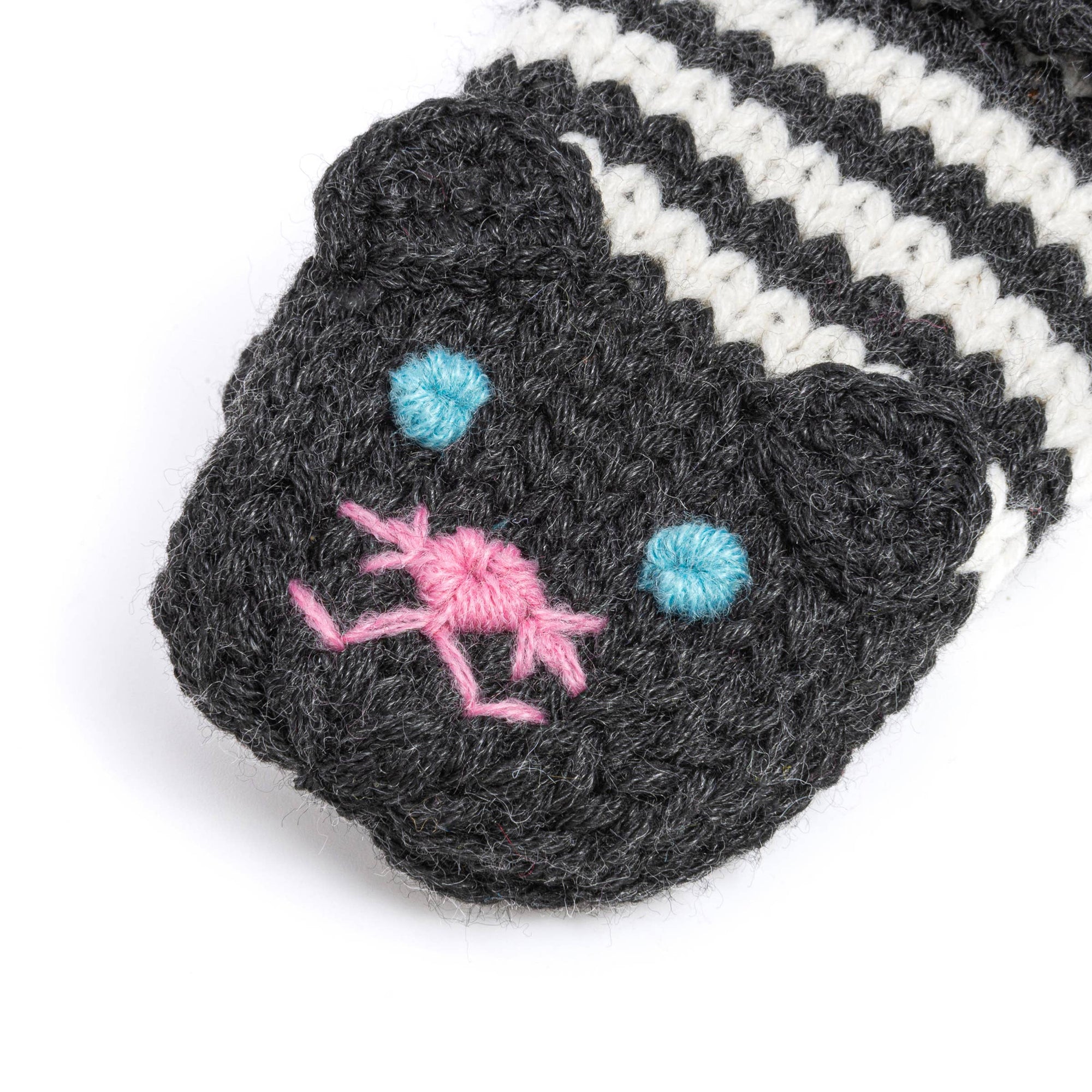 Knit Stripe Cat Mittens in Charcoal Gray