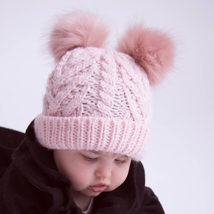 Blush Pink Fluffer Beanie Winter Hat