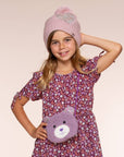 Girls Knit Heart Beanie Light Pink