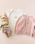 Cotton Brioche Cardigan Pink Baby Kids Girls Clothing : Blush