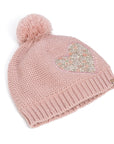 Girls Knit Heart Beanie Light Pink