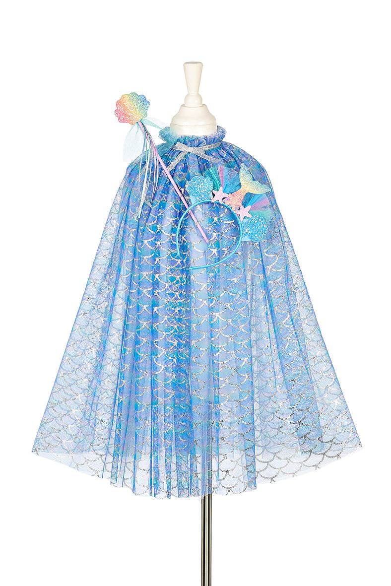 Marlya Mermaid Costume Cape Set (cape,tiara,wand,sz 3-4yrs)