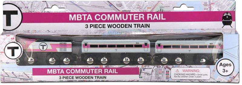 Boston MBTA Commuter Rail Wooden Toy Train