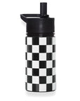 Black and White Checkered 14 oz Steel Water Bottle