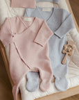 Wrap Knit Footie Heathered Rose