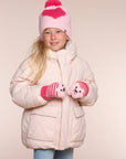Pink Knit Stripe Cat Mittens