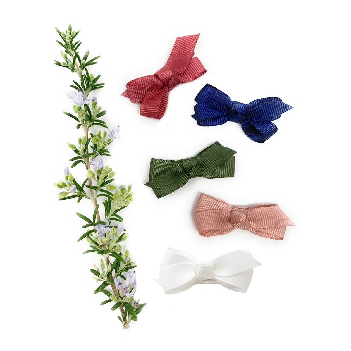 5 Chelsea Boutique Grosgrain Bows on Snap Clips - Juniper