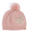 Girls Knit Heart Beanie Light Pink