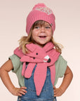 Girls Floral Heart Winter Beanie Hat
