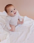 Muslin Swaddle Nautical Ocean Baby Organic Whale Crab Gift: Blue