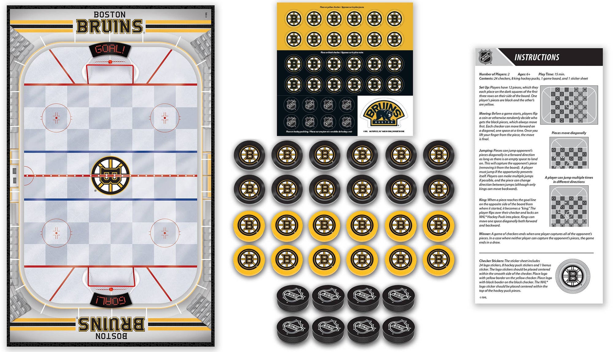 Boston Bruins Checkers Board Game