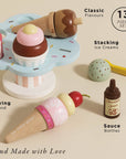 Wooden Ice Cream Stand & Toppings