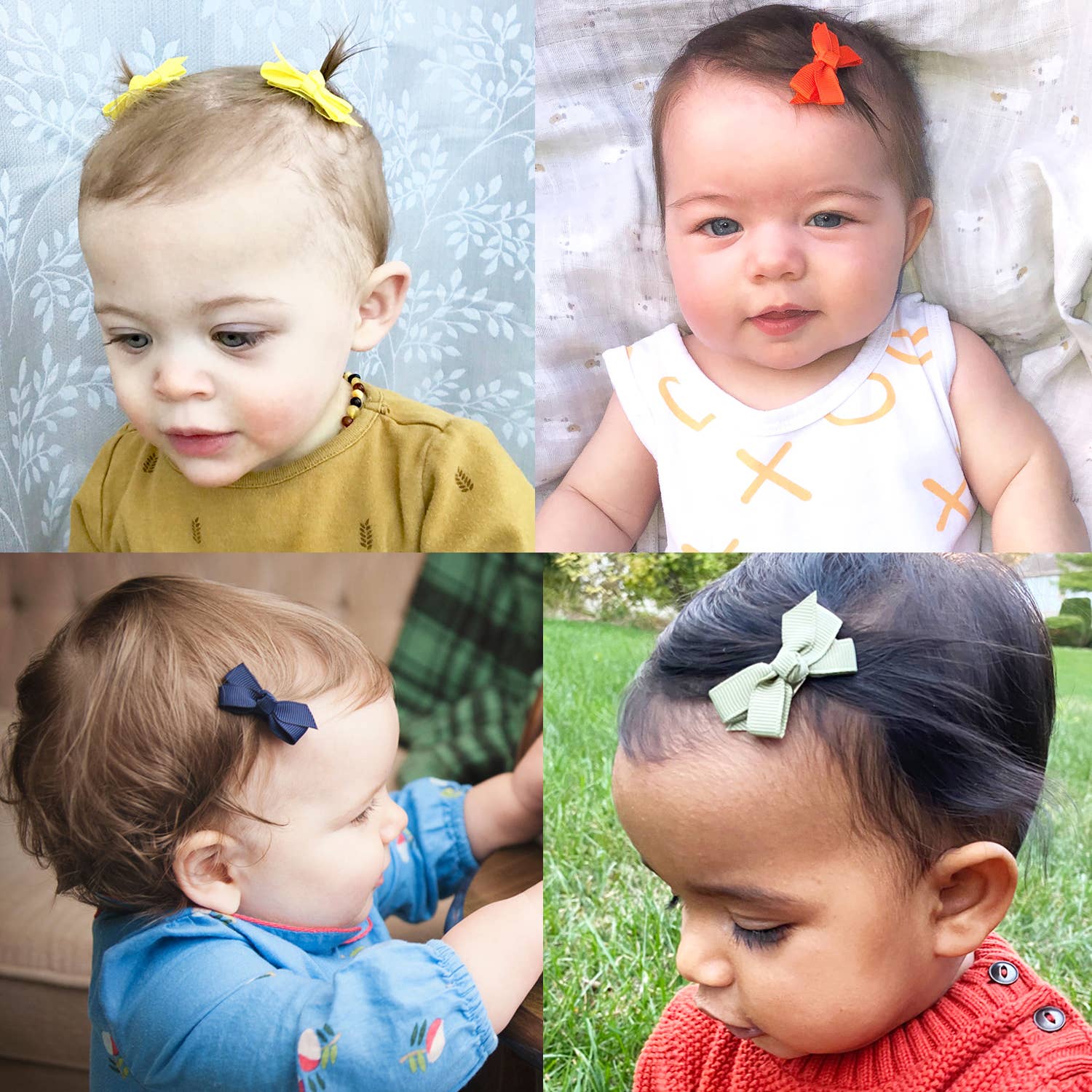 5 Chelsea Boutique Grosgrain Bows on Snap Clips - Juniper