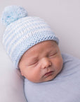 Newborn Baby Blue Pom Pom Beanie Hat