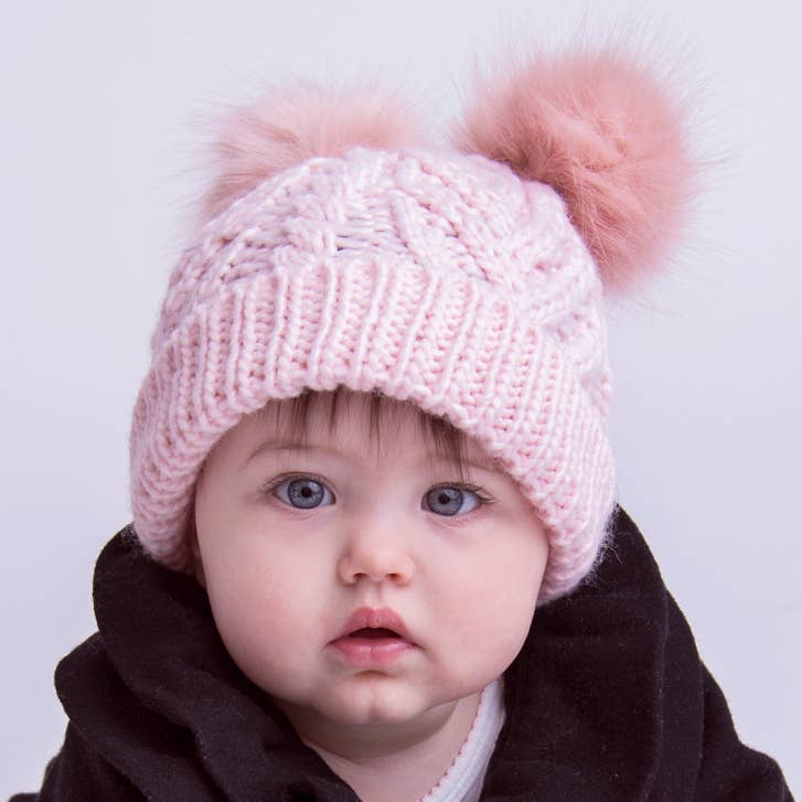 Blush Pink Fluffer Beanie Winter Hat