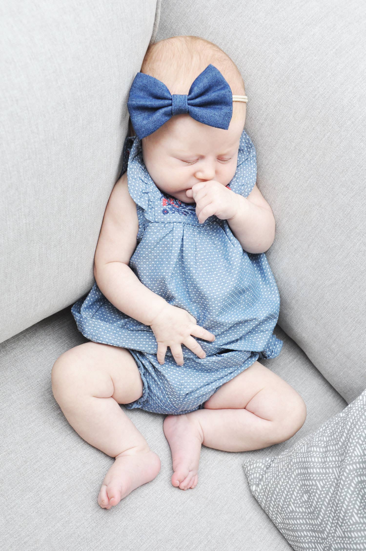 Denim Bow Headband, Baby Girl,Infant Girl Bow Hair Accessory: Butterfly