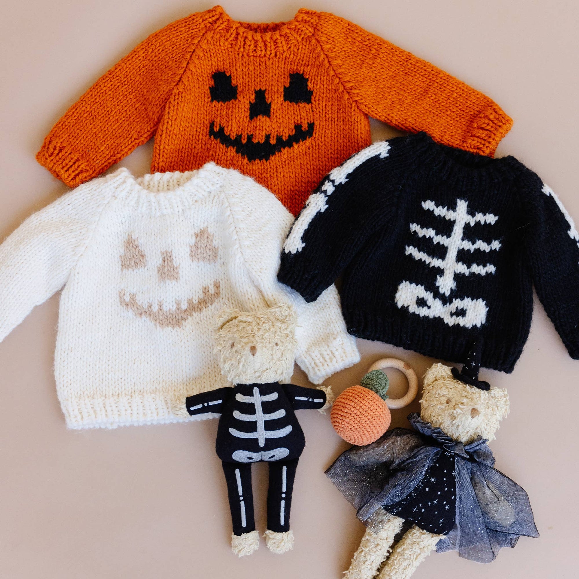 Jack-o-lantern Pumpkin Hand-Knit Sweater