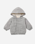 Quincy Mae Hooded Woven Jacket in Midnight Gingham