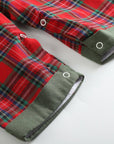 Red Plaid Truck & Tree Smocked Overalls