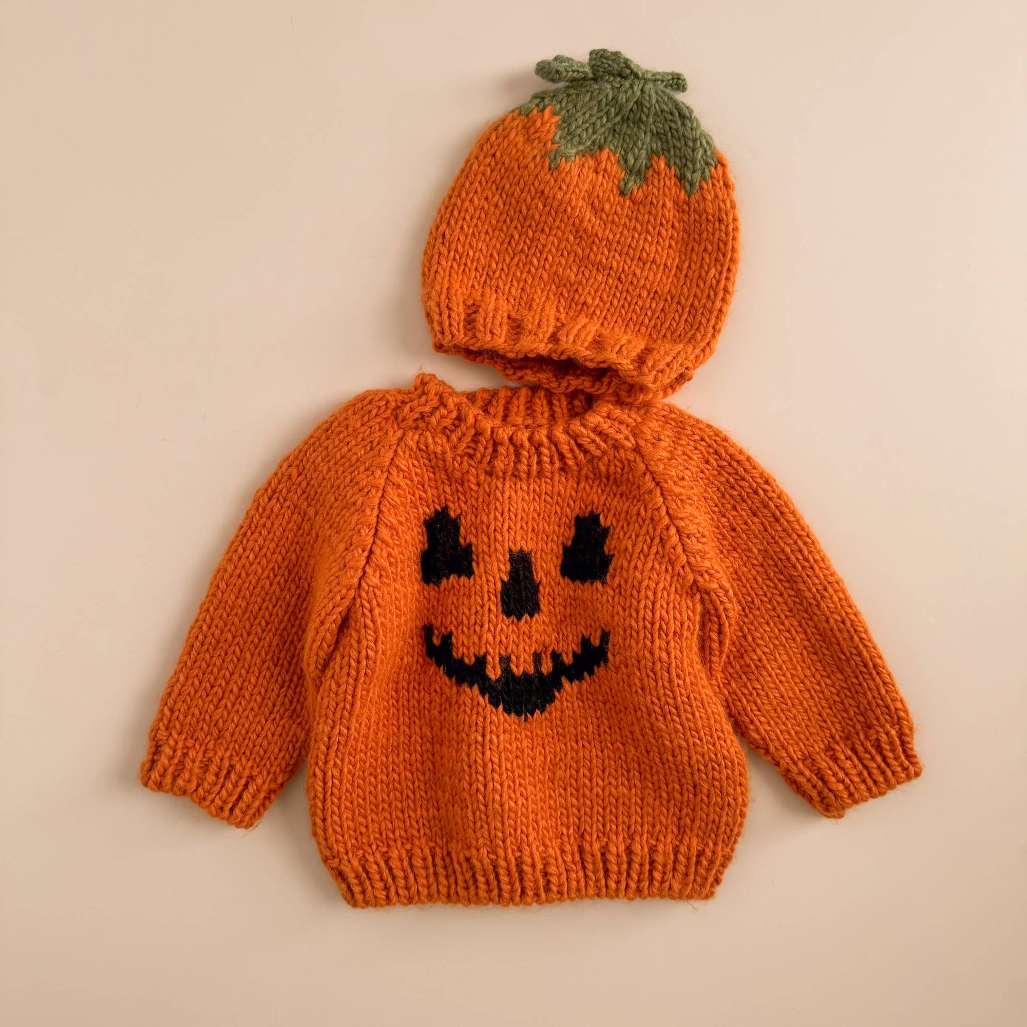 Jack-o-lantern Pumpkin Hand-Knit Sweater
