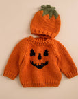Jack-o-lantern Pumpkin Hand-Knit Sweater