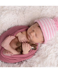 Newborn Baby Pink Pom Pom Beanie Hat