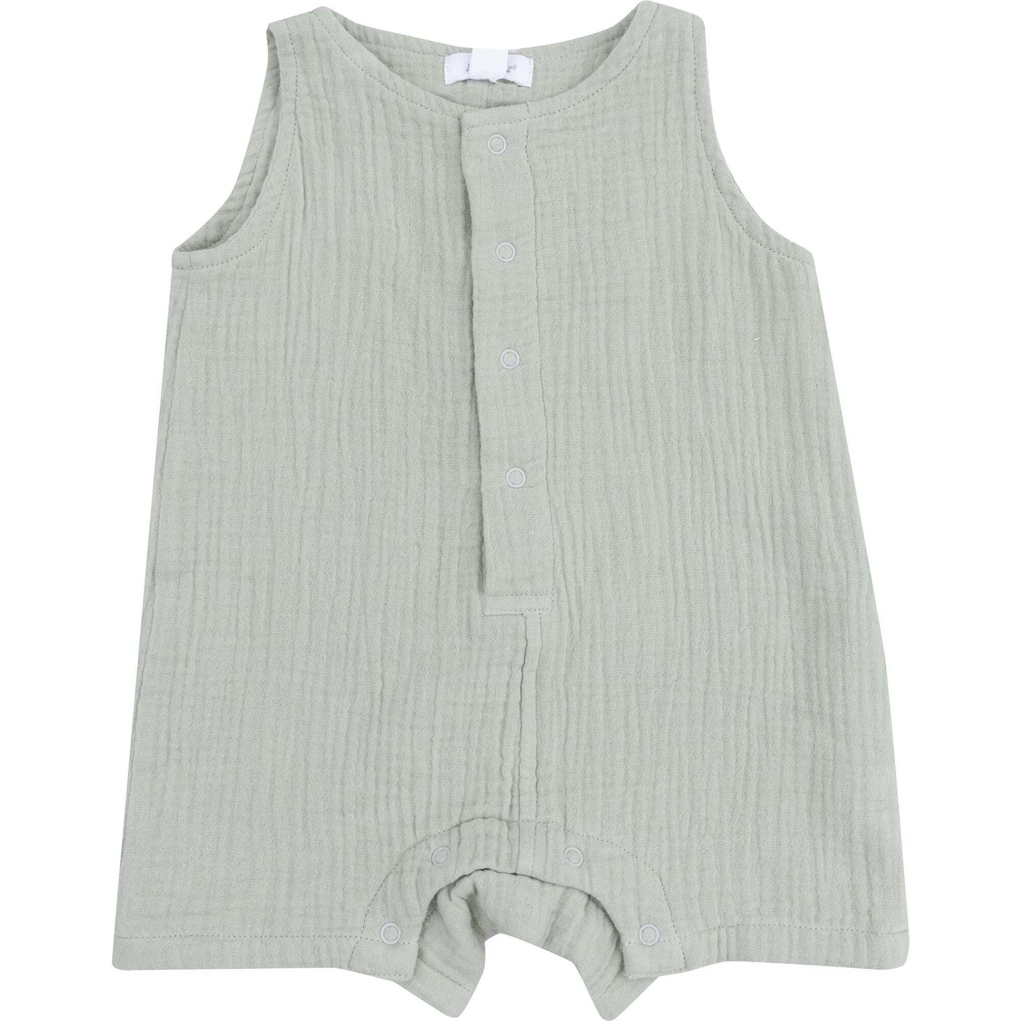 Solid Muslin Slate Gray Sleeveless Shortie Romper